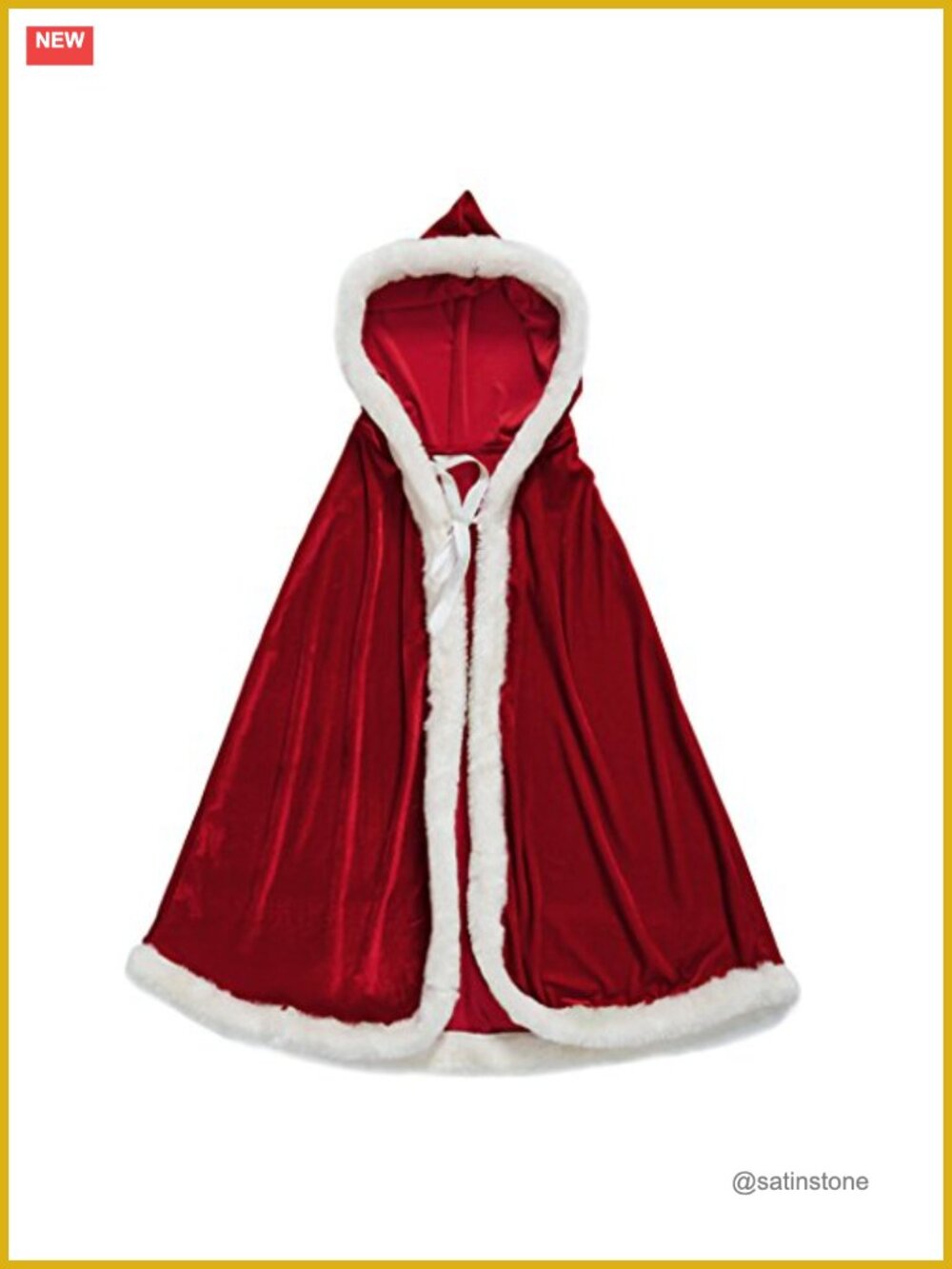 Velvet Hooded Cloak Cape Mrs Claus Santa Cosplay Costume